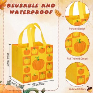 Sanwuta 48 Pcs Fall Non Woven Tote Bags Thanksgiving Party Bags with Handles Waterproof Autumn Treat Favor Bag Pumpkin Goodie Bag Gift Candy Bags Thanksgiving Party Favor Supplies (Simple Style)