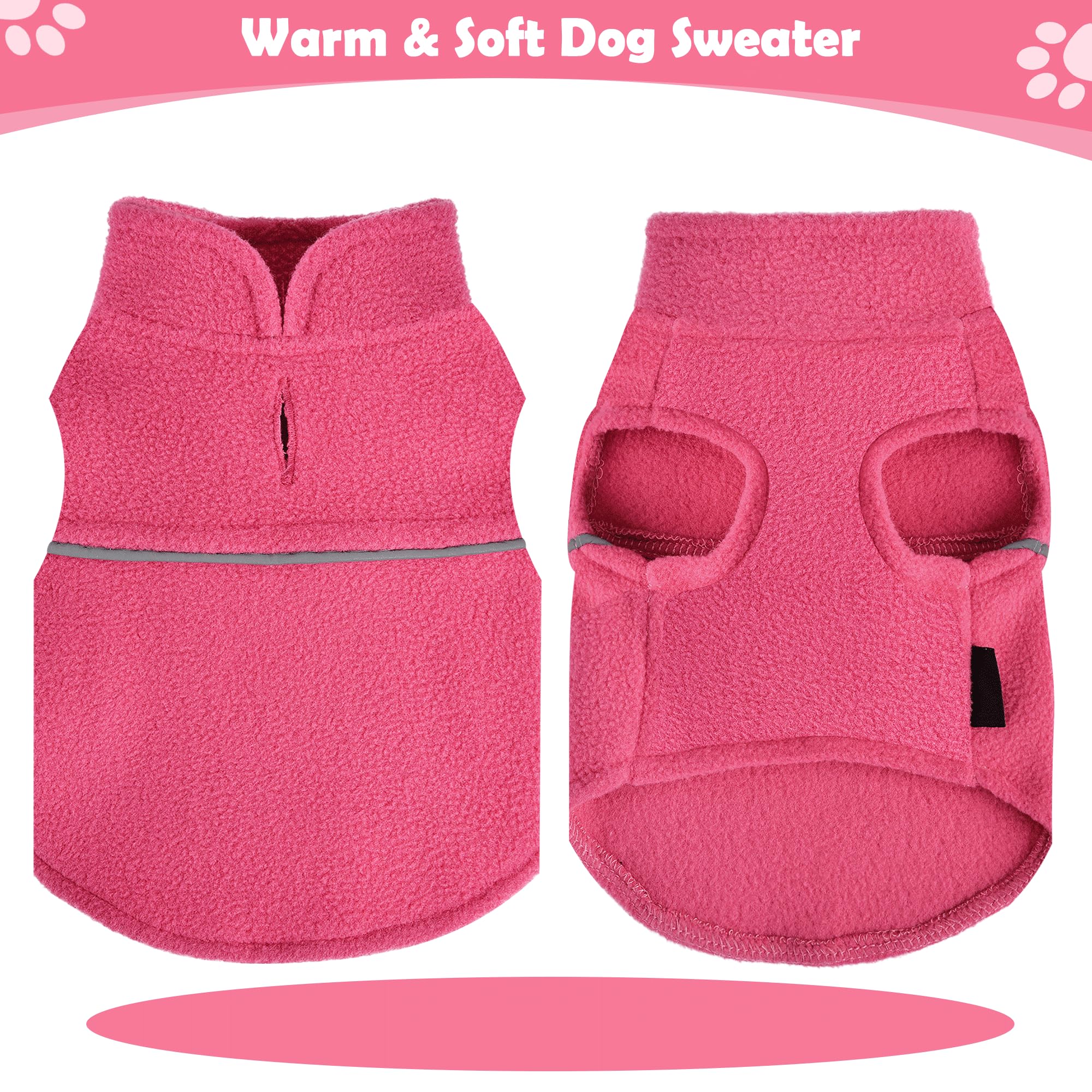 XS Dog Sweater - Fleece Vest Dog Sweater with Leash Hole Warm Pullover Fleece Dog Jacket Shirts Small Dog Sweater Winter Dog Clothes for Small Dogs Girl Pink Toy Dog Clothes, Pink