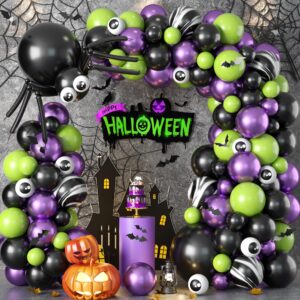 halloween balloons garland arch kit black purple green lime fruit green latex balloon metallic purple agate black long balloons white eye balloons for halloween spider party decorations