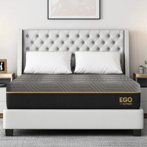 egohome 12 inch cal king memory foam mattress, therapeutic mattress for back pain relief, cooper gel cooling double mattress in a box, certipur-us certified, made in usa, 72”x84”x12”, black