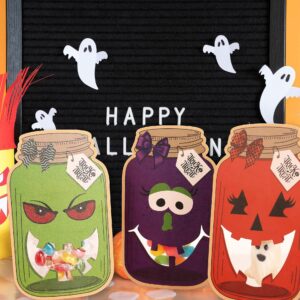 Halloween DIY Crafts Art Cards for Kids-50 Pack Halloween Party Treat Bags Cards Kits for Classroom School, Mason Jar Shape Halloween Treats for Trick or Treaters,Trunk or Treat Party Favors Supplies