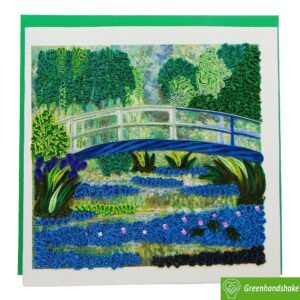 Claude Monet's Water Lilies and Japanese Bridge (1899) Quilling Art Greeting Card,Design Greeting Card for Birthday, Valentine's Day, Get Well, All Occasion. Framable Artwork for Art Lovers