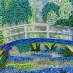 Claude Monet's Water Lilies and Japanese Bridge (1899) Quilling Art Greeting Card,Design Greeting Card for Birthday, Valentine's Day, Get Well, All Occasion. Framable Artwork for Art Lovers