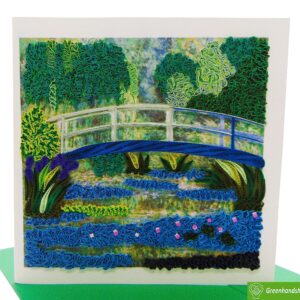 Claude Monet's Water Lilies and Japanese Bridge (1899) Quilling Art Greeting Card,Design Greeting Card for Birthday, Valentine's Day, Get Well, All Occasion. Framable Artwork for Art Lovers