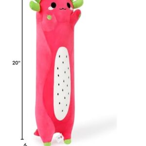 PEACH CAT Long Dragon Fruit Axolotl Stuffed Animal Kawaii Pitaya Axolotl Plush Pillow Toy for Girls and Boys 19.6"