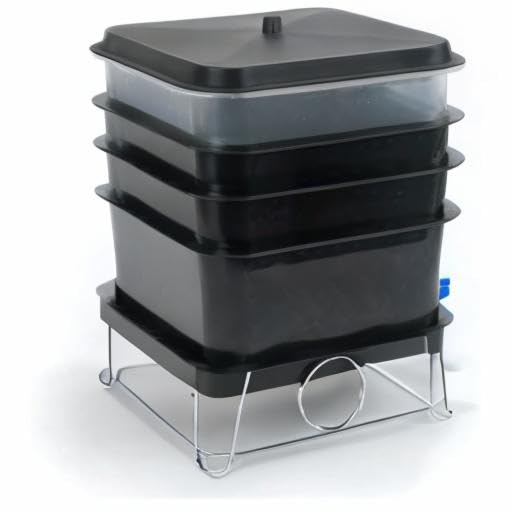 Basic Worm Farm Composting Bin, 4 Tray Worm Compost Bin- for Recycling Food Waste at Home (4-Tray 20l)