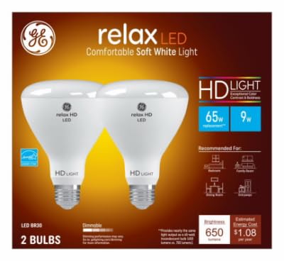 GE 93129938 Relax HD LED Light Bulb, BR30, 9 Watt, 2-Pk. - Quantity 1