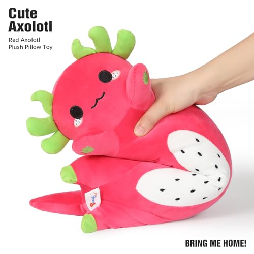 PEACH CAT Long Dragon Fruit Axolotl Stuffed Animal Kawaii Pitaya Axolotl Plush Pillow Toy for Girls and Boys 19.6"