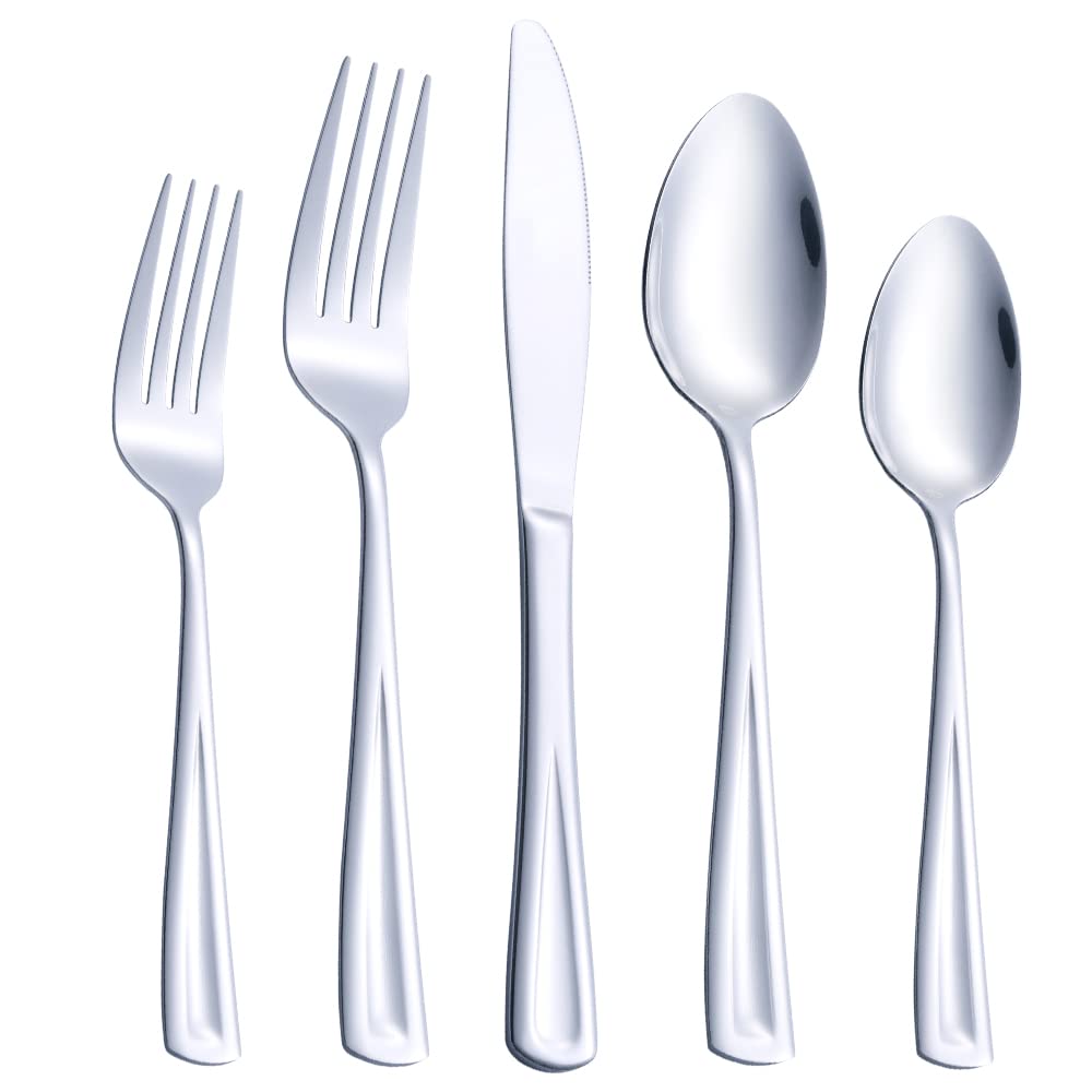 30-Piece Silverware Set for 6, GoGeiLi Stainless Steel Flatware Cutlery Set for 6, include Fork, Knife and Spoon Set, Mirror Finished