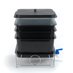 Basic Worm Farm Composting Bin, 4 Tray Worm Compost Bin- for Recycling Food Waste at Home (4-Tray 20l)