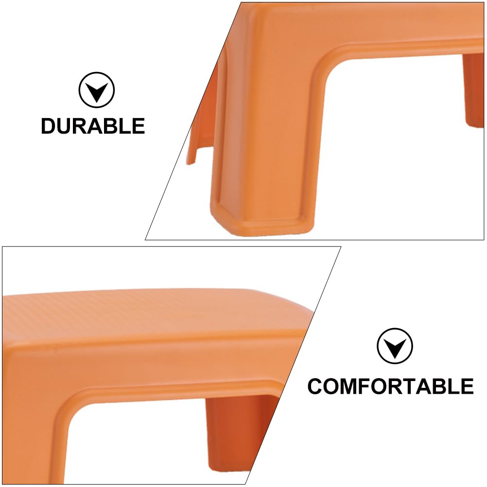 Veemoon 1pc Plastic Stool, Orange, Portable, Non-Skid, Suitable for Home, Kindergarten, Shopping Mall