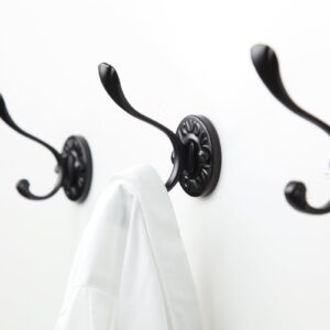 5pcs Black Coat Hooks Wall Mounted Coat Hooks Farmhouse Matte Black Wall Hooks with Screws Metal Matte Black Towel Hooks for Bathrooms Entryway Hooks for Hanging Coats, Keys, Hats, Scarves, Robe, Bags