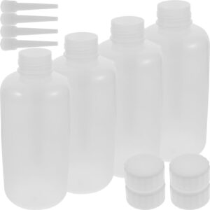 ULTECHNOVO Tattoo Wash Bottle Wash Bottles - 4Pcs 500ml Safety Wash Bottles Plastic Empty Filling Bottles Screw Cap with Down Spout for Dispensing Liquid Labs Watering Tools