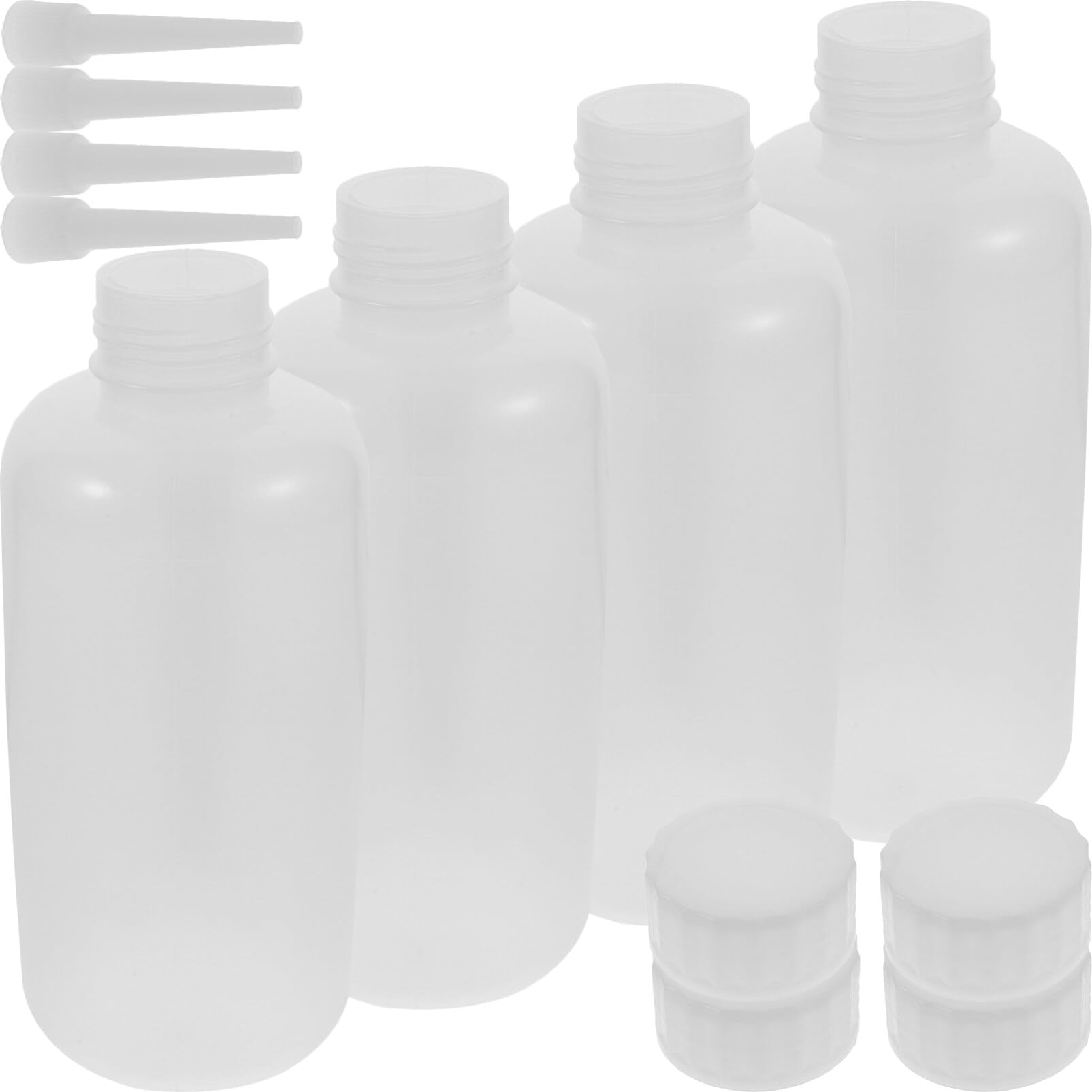 ULTECHNOVO Tattoo Wash Bottle Wash Bottles - 4Pcs 500ml Safety Wash Bottles Plastic Empty Filling Bottles Screw Cap with Down Spout for Dispensing Liquid Labs Watering Tools