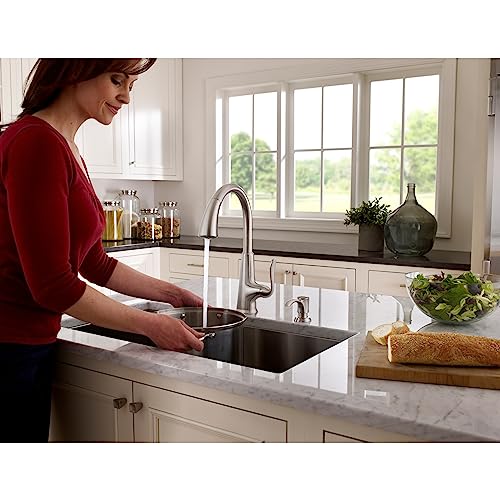 Pfister Pasadena Kitchen Faucet with Pull Down Sprayer and Soap Dispenser, Single Handle, High Arc, Stainless Steel Finish, F5297PDS