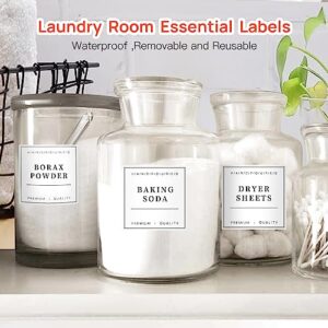 TESWEY Laundry Labels for Jars, Minimalist Laundry Room Labels Set, 18PCS PVC Laundry Room Labels for Organizing, Waterproof Labels for Laundry Containers Glass Jars, with DIY Blank Labels