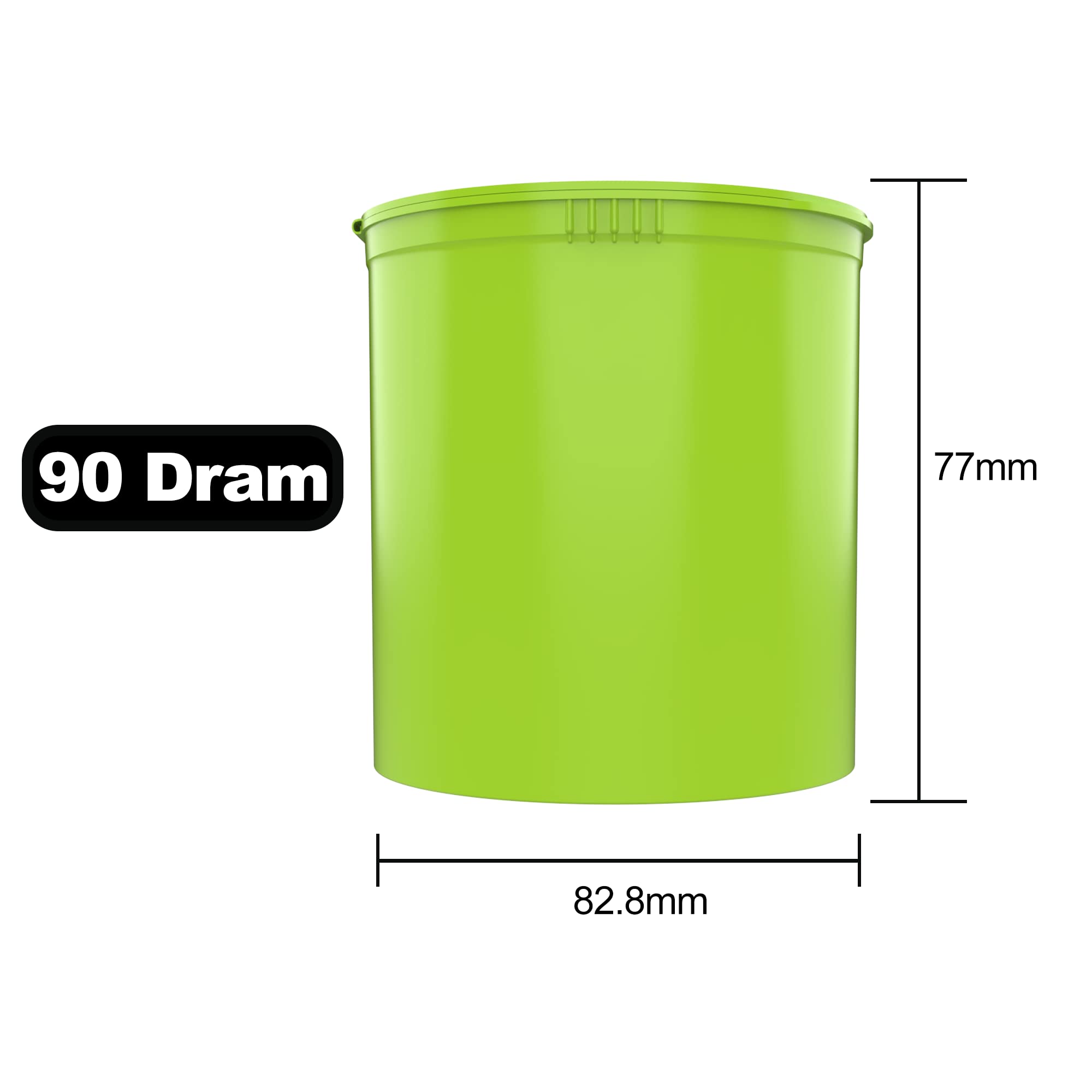 90 Dram CR Plastic Packaging Pop Top Containers - Child Resistant Travel Holder Vial Bottles - 60 qty (Lime Green)