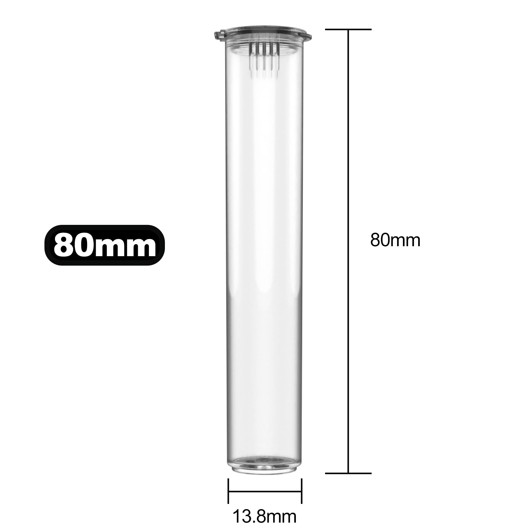 Dragon Chewer 80mm CR Premium Plastic Packaging Pop Top Tubes – Bulk Child Resistant Travel Holder Vial Sample Containers Mini Storage Strong Seal Squeeze Cap – 1,150 Qty (Clear)