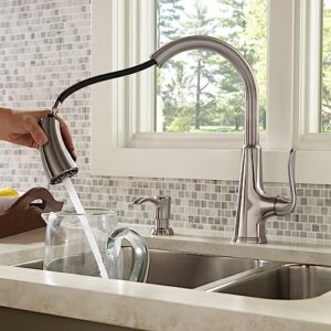 Pfister Pasadena Kitchen Faucet with Pull Down Sprayer and Soap Dispenser, Single Handle, High Arc, Stainless Steel Finish, F5297PDS