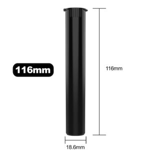 Dragon Chewer 116mm CR Plastic Packaging Pop Top Tubes - Child Resistant Travel Holder Vial Containers - 500 qty (Black)