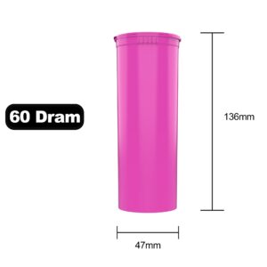 60 Dram CR Plastic Packaging Pop Top Containers - Child Resistant Travel Holder Vial Bottles - 75 qty (Pink)