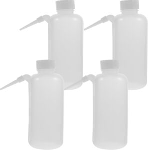 ultechnovo tattoo wash bottle wash bottles - 4pcs 500ml safety wash bottles plastic empty filling bottles screw cap with down spout for dispensing liquid labs watering tools