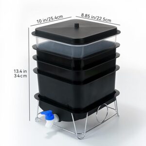 Basic Worm Farm Composting Bin, 4 Tray Worm Compost Bin- for Recycling Food Waste at Home (4-Tray 20l)