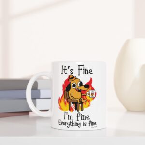 P Design House It's Fine Funny Coffee Mug, Funny Gifts for Women and Men. 11oz Coffe Cup (White)