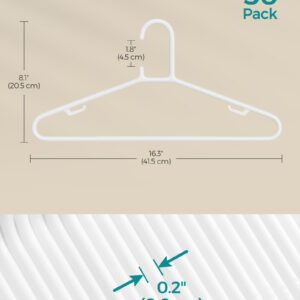 SONGMICS Plastic Hangers 50 Pack, Space-Saving Clothes Hangers, Lightweight Hangers, for Pants, Coats, Dresses, White UCRP009W50