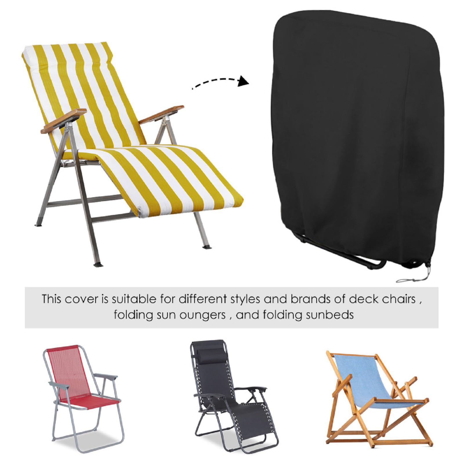 Zero Gravity Chair Covers 2 PCS, Outdoor Zero Gravity Folding Patio Chair Covers Waterproof Dustproof Gravity Chair Cover with Storage Bag(32.3" W x 7.9" D x 36.6" H) (Black)