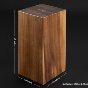 SENKEN Rotating Magnetic Knife Block without Knives, Natural Acacia Hardwood - 360 Degrees Rotation - Ultra Strong Neodymium Magnets, Universal Knife Holder & Storage (Rotating Magnetic Block)