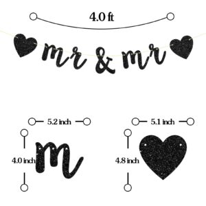 Mr＆Mr Banner, Gay Couple, Bridal Shower, Engagement, Gay Wedding Party Decorations, EnGAYged Sign, Black Glitter