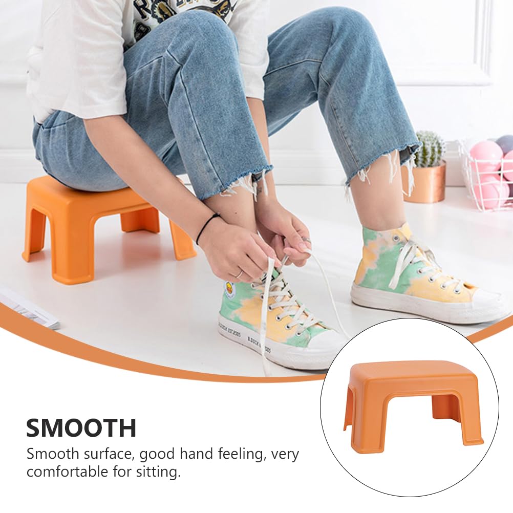 Veemoon 1pc Plastic Stool, Orange, Portable, Non-Skid, Suitable for Home, Kindergarten, Shopping Mall