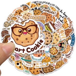 Cute Cookies Stickers for Kids, I Love Cookies Stickers, 50PCS Kawaii Snack Sticker Pack, Waterproof Vinyl Stickers for Water Bottle, Laptop, Scrapbook, Skateboard, Party Supplies