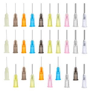 180 pcs dispensing needle tips, blunt tip dispensing needles with luer lock, industrial liquid dispenser needle for oil glue applicator and syringes (10 sizes)