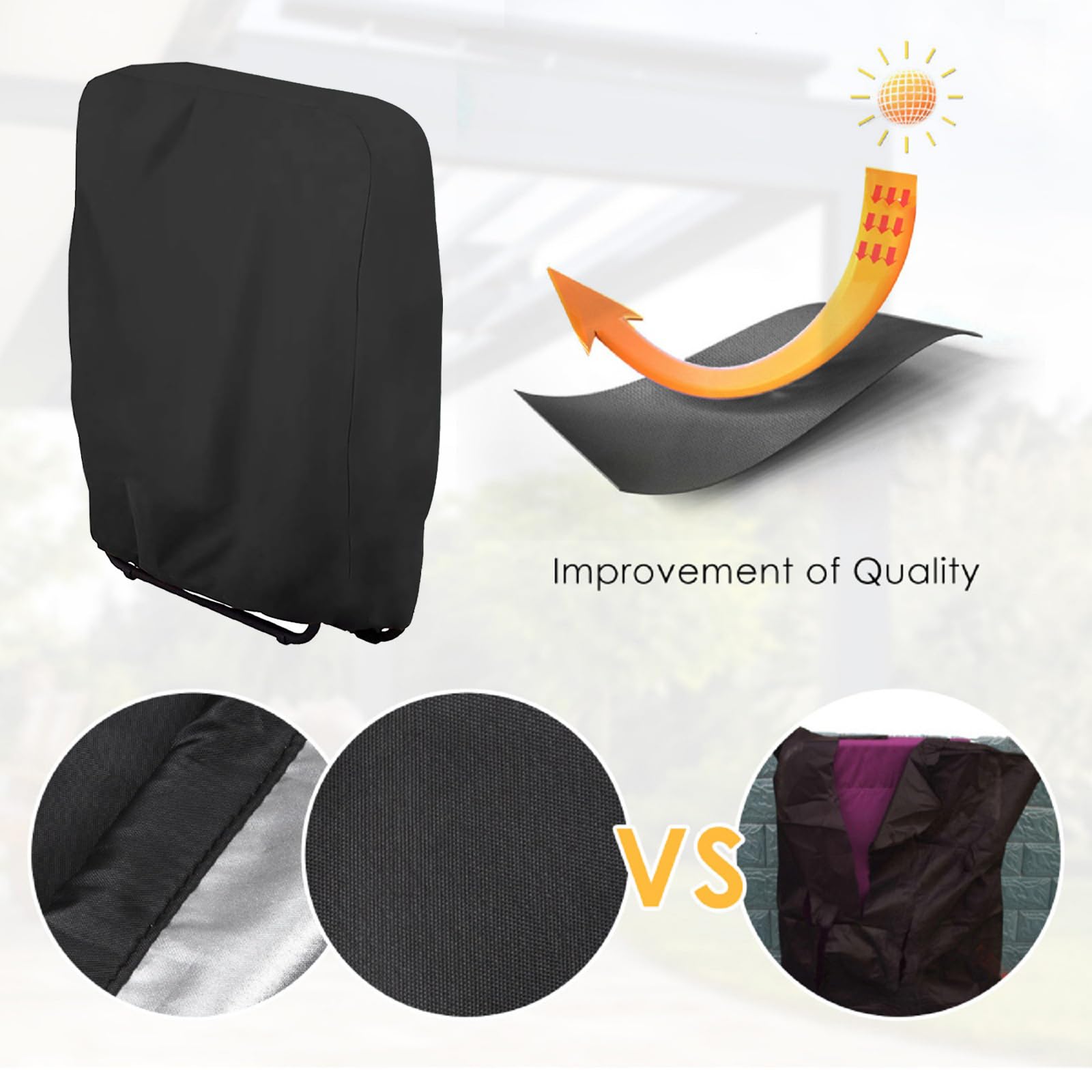 Zero Gravity Chair Covers 2 PCS, Outdoor Zero Gravity Folding Patio Chair Covers Waterproof Dustproof Gravity Chair Cover with Storage Bag(32.3" W x 7.9" D x 36.6" H) (Black)