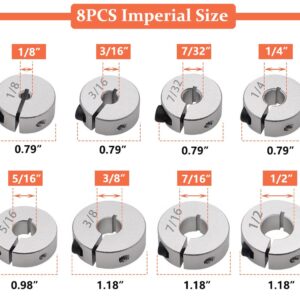 Saipe Drill Bit Stop Collar Split Ring Design Drill Bit Depth Stop Kit Includes 8pcs Imperial Sizes 1/8”- 1/2”and 8pcs Metric Sizes 3mm-16mm with Allen Wrench