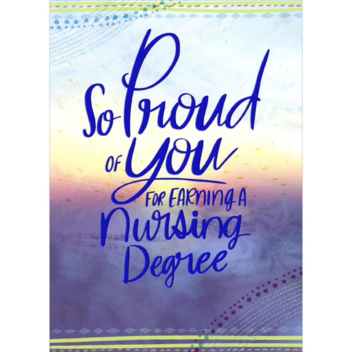 Designer Greetings So Proud of You Blue Foil Script Nursing Degree Graduation Congratulations Card for Nurse