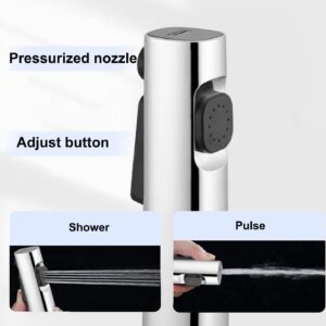 Bidet Hand Held Shower Set Dual Jet Mode Nozzle ABS Plastic Baby Cloth Diaper Spray Set with Faucet Dispenser Spring Hose Wall Mount Bracket