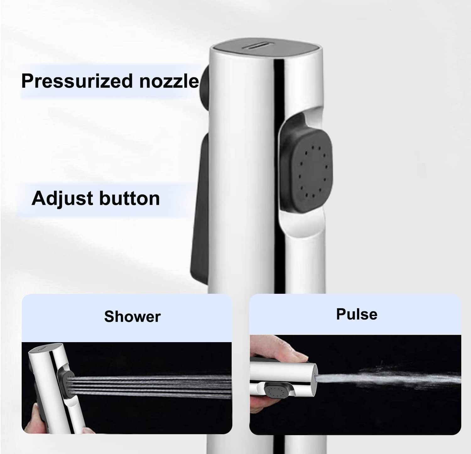 Bidet Hand Held Shower Set Dual Jet Mode Nozzle ABS Plastic Baby Cloth Diaper Spray Set with Faucet Dispenser Spring Hose Wall Mount Bracket