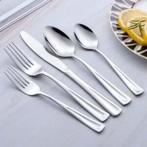 30-Piece Silverware Set for 6, GoGeiLi Stainless Steel Flatware Cutlery Set for 6, include Fork, Knife and Spoon Set, Mirror Finished