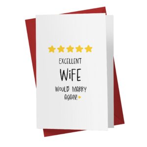 Karto Funny Birthday Card For Wife, Large 5.5 x 8.5 Birthday Card For Wife From Husband, Birthday Cards For Wife, Happy Birthday Wife Card - Excellent Wife