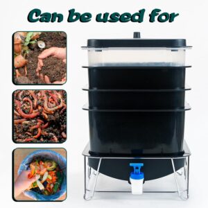 Basic Worm Farm Composting Bin, 4 Tray Worm Compost Bin- for Recycling Food Waste at Home (4-Tray 20l)