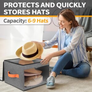 kushon Upgraded Hat Storage Box for Women & Men,Closet Hat Boxes Organizer Bag with Dustproof Lids,Cowboy Hat Box,Hat Carrier Case For Travel