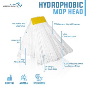 KLEEN HANDLER Mop Head Replacement 6-Pack Hydrophobic Industrial Mop for Oils and Spills – Heavy-Duty Mop for Industrial, Commercial, Janitorial Cleaning – Non-Woven Oil-Absorbent Material