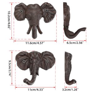 Sumnacon Cast Iron Coat Hook, 4PCS Wall-Mounted Coat Hook for Key Bag Towel Cup,Heavy Duty Towel Hook for Bathroom Kitchen Entrance Cloakroom,Elephant