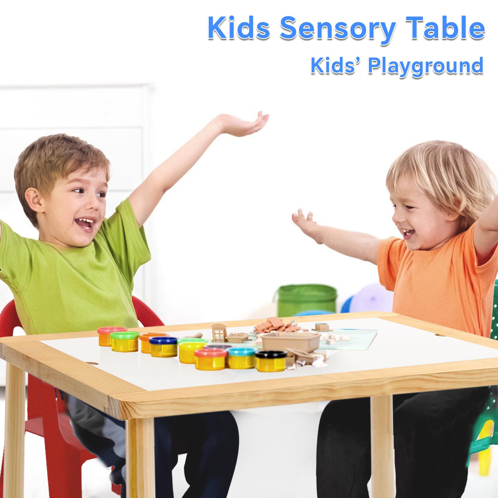 ZARKEET Sensory Table for Toddlers 1-3, Not with Sensory Bin Kids Table, Easy to Assembly - The Ideal Kids Activity Table for Playing, Learning, Drawing and More!