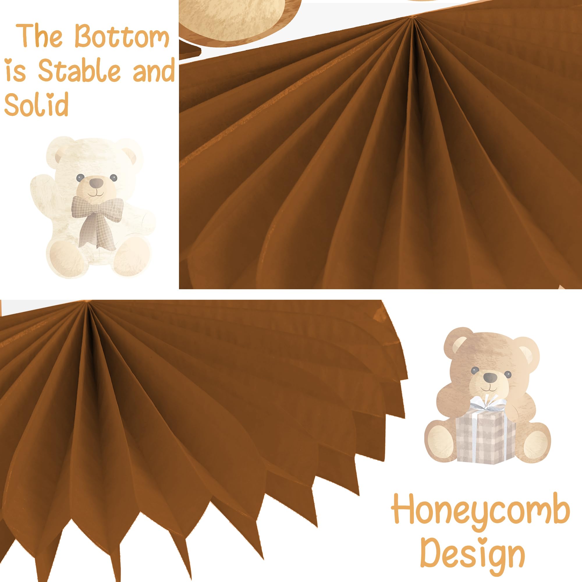 9pcs Teddy Bear Honeycomb Centerpieces Teddy Bear Baby Shower Decorations Bear Themed Table Decorations for Kids Teddy Bear Themed Birthday Party Gender Reveal Party Baby Shower Supplies