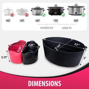 EmBear Products 3 pcs BUNDLE: Crock Pot Liners Silicone & silicone crockpot divider, Food Grade, BPA- Free, Easy to clean, Crockpot liner Reusable, leakproof & dishwasher safe crockpot liners 7qt-8qt.