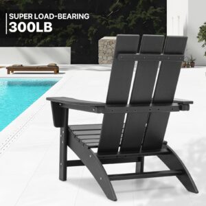 MoNiBloom Black Adirondack Chairs Set of 2, HDPE All-Weather Adirondack Patio Chair Outdoor Plastic Lawn Chair for Garden Backyard, Composite Patio Furniture for Firepit and Pool, 300Lbs Capacity